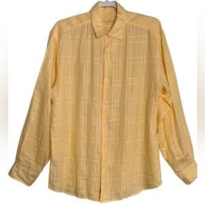 Tommy Bahama Yellow Men’s Linen Long Sleeve Button Down Shirt Size Large